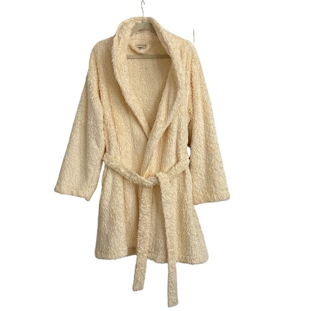 Charlotte Cozy Sherpa Ivory Cream Comfort Belted Bathrobe Size Large